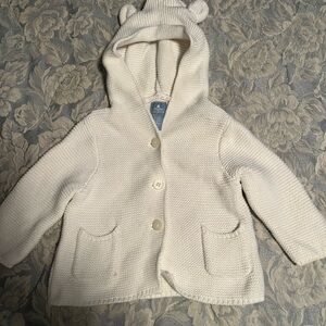 Baby Gap Cozy White Knit Kids Jacket with Bear Ears